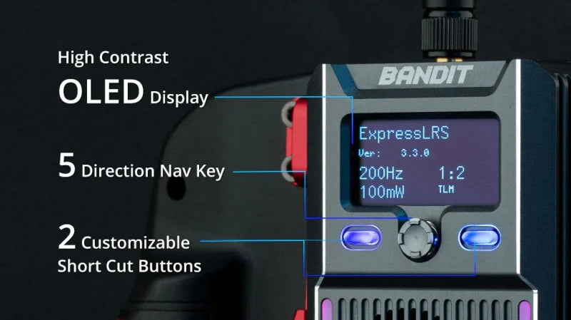 RadioMaster Bandit Micro Nano ExpressLRS 915MHz RF Module T Antenna OLED 1000mW 30dBm SX1276 200Hz WiFi Bluetooth FPV