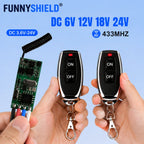 FUNNYSHIELD 433Mhz RF Relay Receiver 12V 24V Wireless Remote Control Micro Receiver Module Controller Switch Power Transmitter