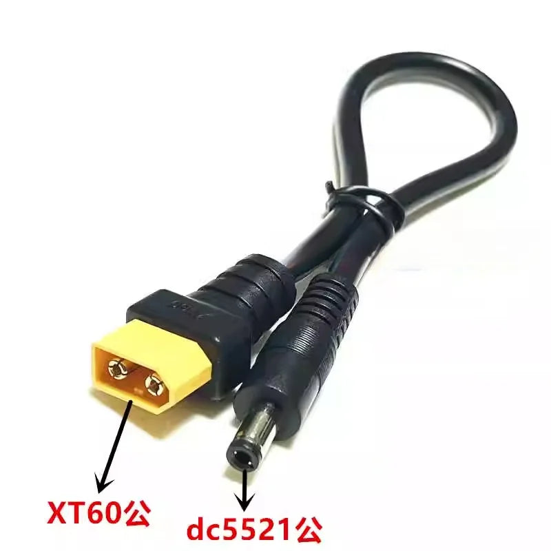 1.5 Square Ultra-soft XT60 Plug Male Female Connector to DC 5525/DC5521 Power Cable for Fly FPV Multirotor Field Repairs Apply