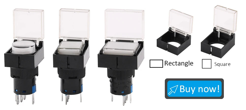 5V 12V 24V 220V 16mm Plastic Momentary LED Illuminuted Maintained Self-locking Push Button Switches Latching Push Button Reset