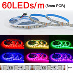 5m 12V 24V DC RGB LED Strip 30LEDs/m 60LEDs/m 96LEDs/m 120LEDs/m SMD 5050 Flexible LED Light Tape 8mm 10mm PCB for Decoration