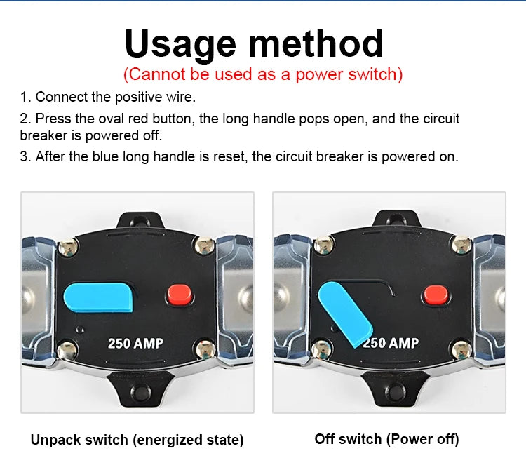 Circuit Breaker Reset Fuse 12v 24v 48v DC 20A-300A 250A Solar Fuse Car Boat Audio Manual Power Protect Fuse Resettable Insurance