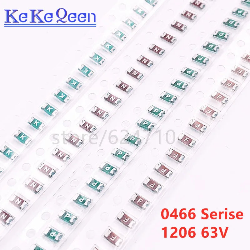 100PCS LF Surface Mount Fuse 0466.500 SMD Very Fast Acting 1206 63V 0.25A 0.375A 0.5A 0.75A 1A 1.25A 1.5A 2A 2.5A 3A 3.5A 4A 5A