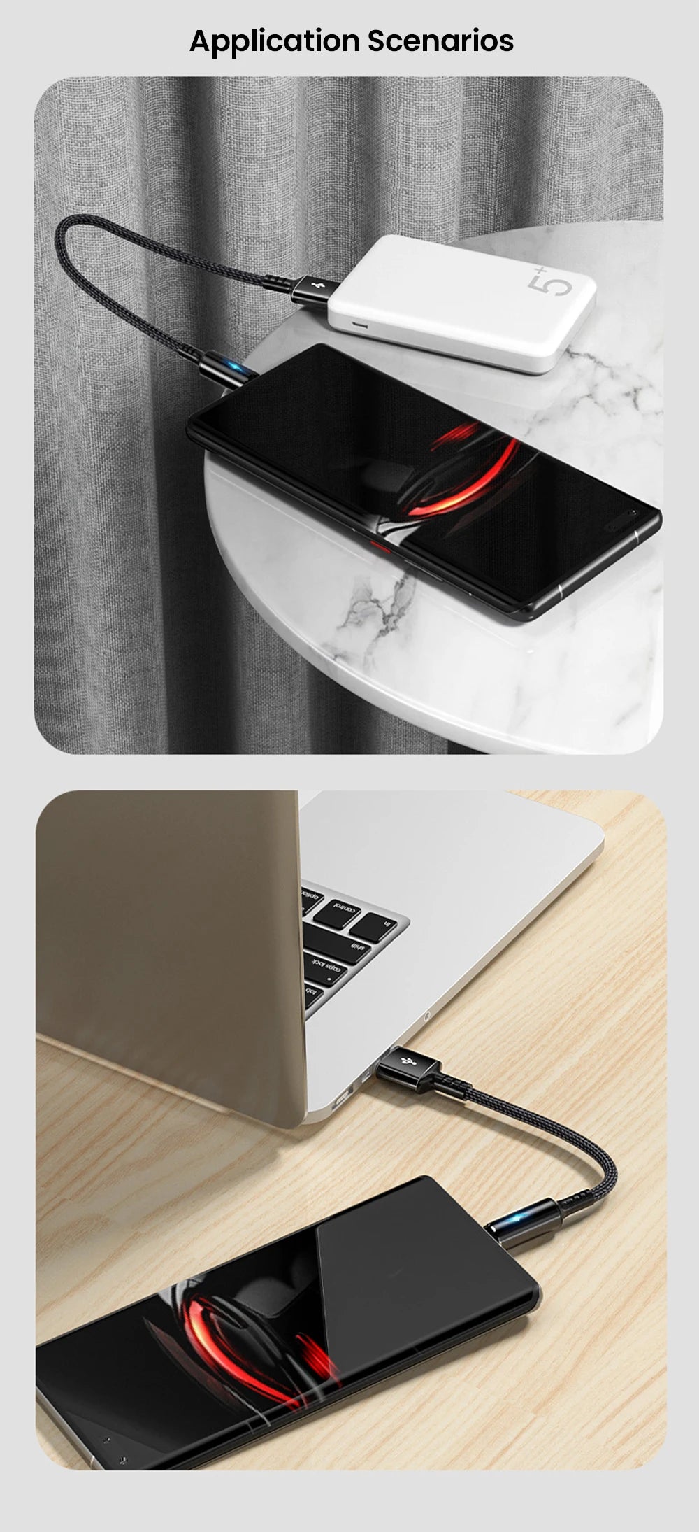 25cm Short USB Type C Cable 3A Data Micro USB Cable for iPhone Huawei Xiaomi Power Bank Fast Charging Data cable