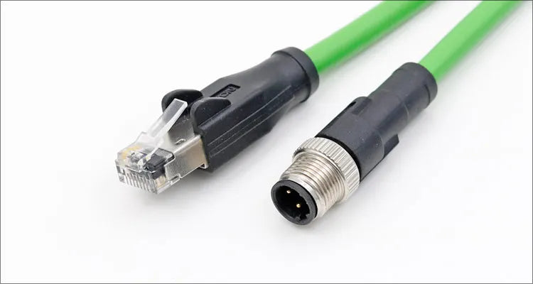 M12 Connector 4 Pin D Code Male to RJ45 Waterproof Ethernet Connector Industrial Ethernet Ethercat