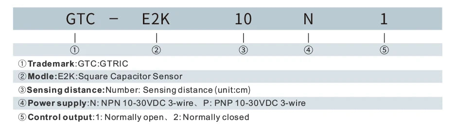 GTRIC E2K Series Proximity Sensor Matrix Capacitive Switch 10-30V DC 3-wire NPN PNP Sensing Distance 10mm Adjustable