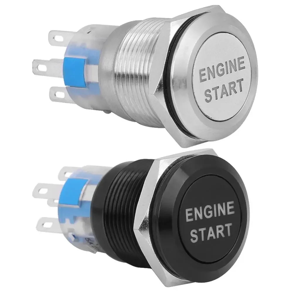 12V Waterproof Car Engine Start Push Button Switch Ignition Starter Silver Stainless Steel/Black Zinc Aluminium Alloy