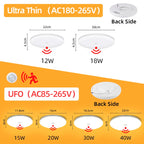 Led Motion Sensor Light 85-220V Ceiling Lamp For Home Corridor Stair Veranda Living Room Bedroom Rader Sensor Smart Night Light