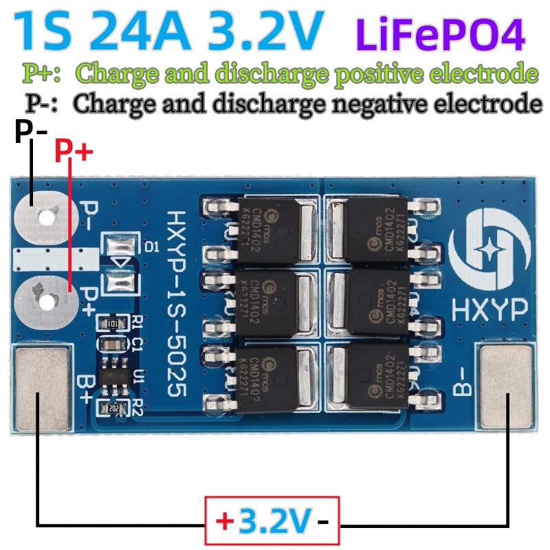 BMS 1S 12A 16A 24A 3.7V LiFePO4 Lithium Battery Protection Board 18650 4.2V Charging Voltage/Short Circuit/Overcharge Prevention