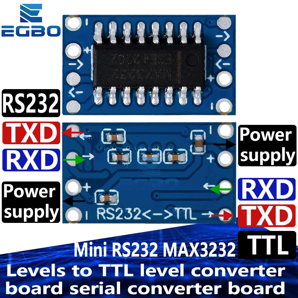 1-10PCS MAX3232 RS232 to TTL Converter Module Industrial Level Shifter Board for Arduino MCU Dropshipping EGBO