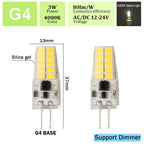 2pcs Mini G4 12V 24V LED Lamp Dimmable Light 3W COB Bulb AC DC 12V Lampada COB 360 Beam Lampada G4 COB Lights Replace Halogen