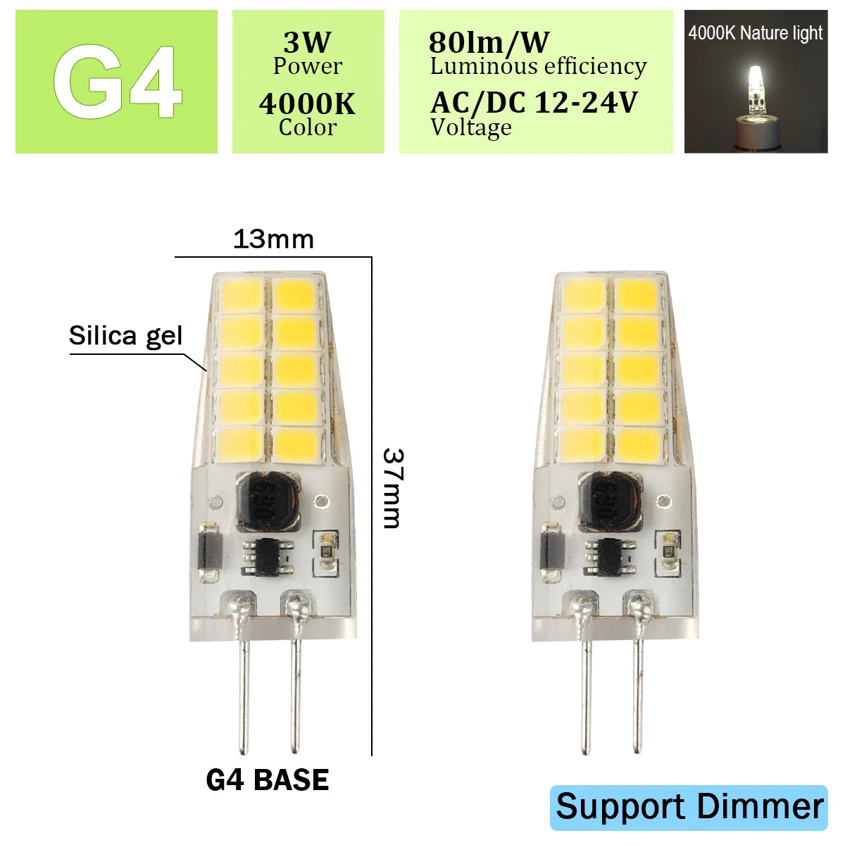 2pcs Mini G4 12V 24V LED Lamp Dimmable Light 3W COB Bulb AC DC 12V Lampada COB 360 Beam Lampada G4 COB Lights Replace Halogen