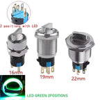 16/19/22mm, Metal Rotary Switch, Selected Toggle Switch With LED 12-24V, 2 Positions / 3 Position Waterproof