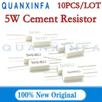 10CS/LOT 5W 5% Cement Resistor Power Resistance 0.1R-100K 0R47 0R5 1K 10K 1R 5R 5R1 4.3R 4.7R 5R 5.1R 43R 47K 51R 470R 100K ohm