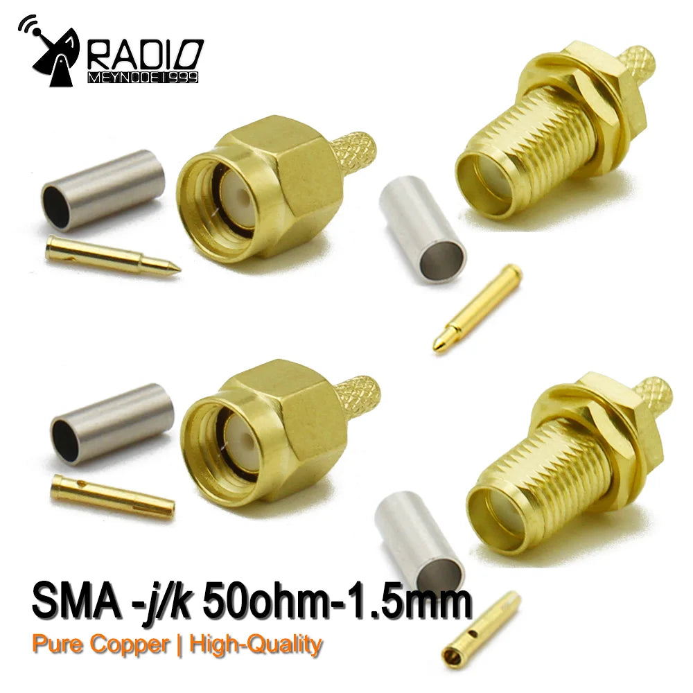 50-1.5 Cable SMA Male Female Straight Connector Gold Plated RP-SMA Crimping Adapter For RG178  RG316 RG174 LMR100 Wholesale