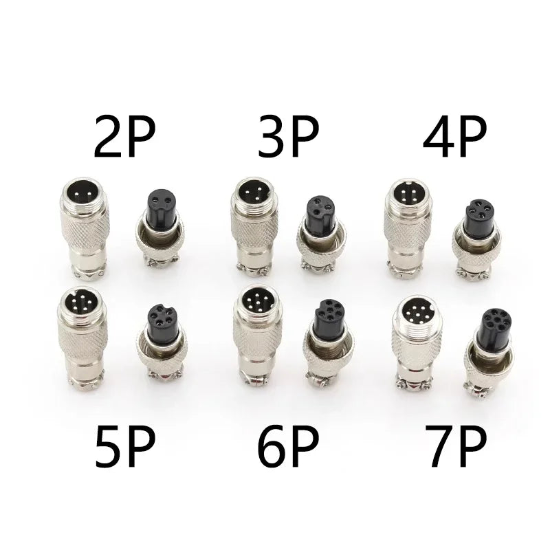 5/20PCS GX12 Connector 2/3/4/5/6/7 Pin Aviation Socket  Plug Docking Connector Male  Female Circular Connector 12mm