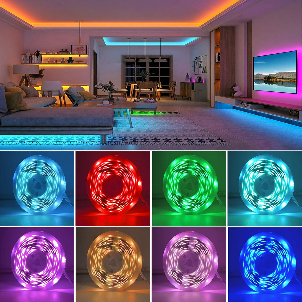RGB Led Strip Lights for Room 5m 10m 20m 30m Music Sync Led Lights with Remote and APP Control for Room Bedroom Party Docor TV Backlight