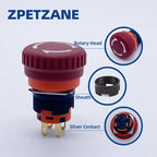 16mm Mounting Emergency Stop Rotary Button Switch 2NC Two Normally Closed Mini Four Foot Mushroom Stop