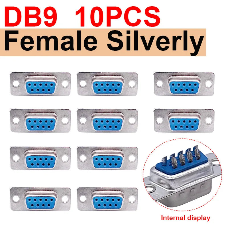 10PCS DB9 Adapter Connector Core RS232 Serial COM Plug Connectors Hole/pin DB15 Female Male Port Socket D Sub DP9 Plastic Case