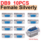 10PCS DB9 Adapter Connector Core RS232 Serial COM Plug Connectors Hole/pin DB15 Female Male Port Socket D Sub DP9 Plastic Case