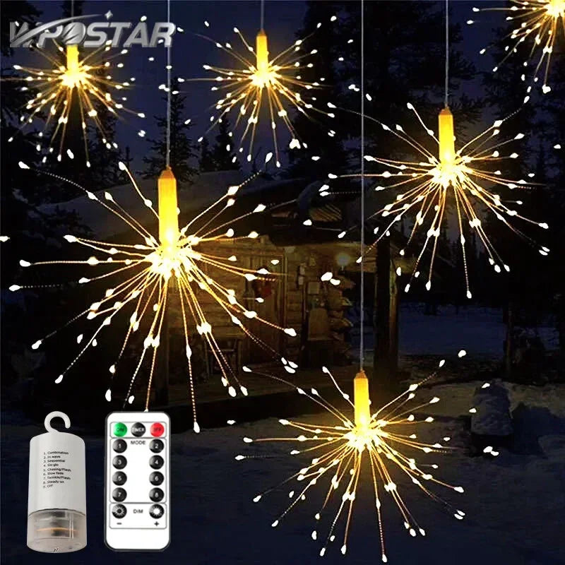 1Pcs Solar LED Firework Light Copper Wire Christmas Fairy Lights Lawn Pathway Light Garden Decoration