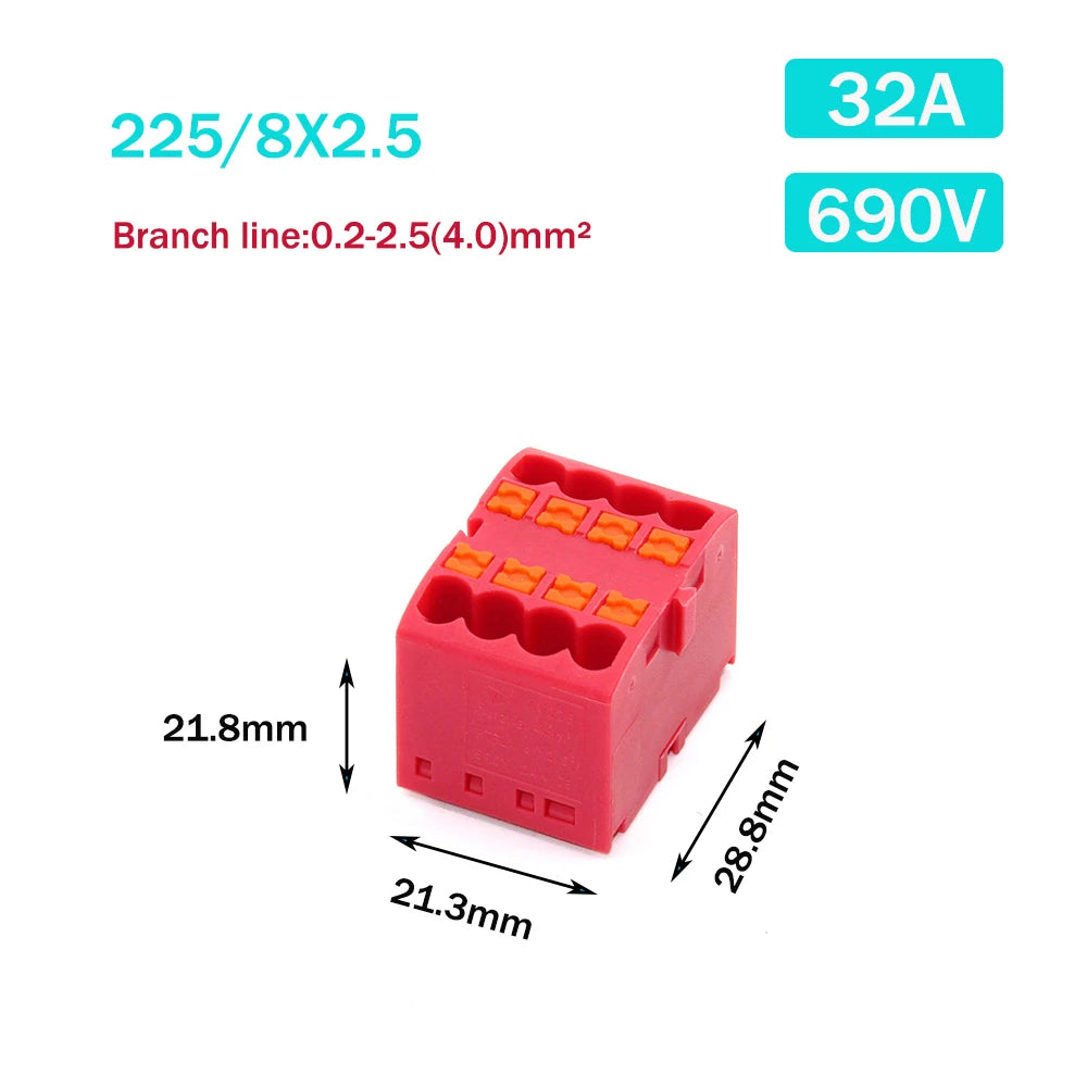 Wire Electrical Connectors PTFIX 2.5mm Wire Merging And Branching Device Push-in Terminal Block Connector Mount On Din Rail