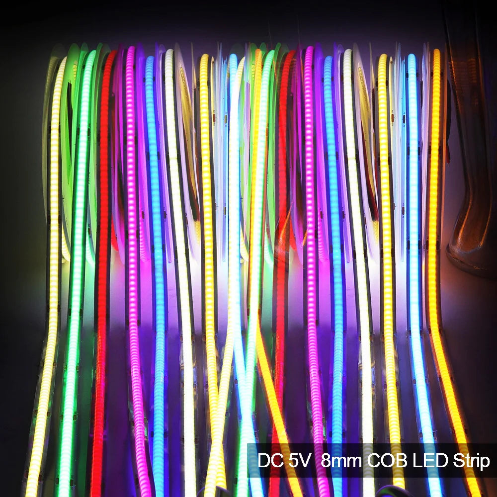 DC 5V USB COB Led Strip Light White/Red/Green/Pink/Ice Blue/Yellow 320 Leds Flexible Ribbon Night Lamp TV Backlights Home Decor