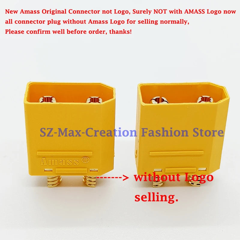 Original Amass XT90E-F Battery Connector XT90E Female Plug Gold-plated XT90 Mountable Connector Plug  Yellow Socket