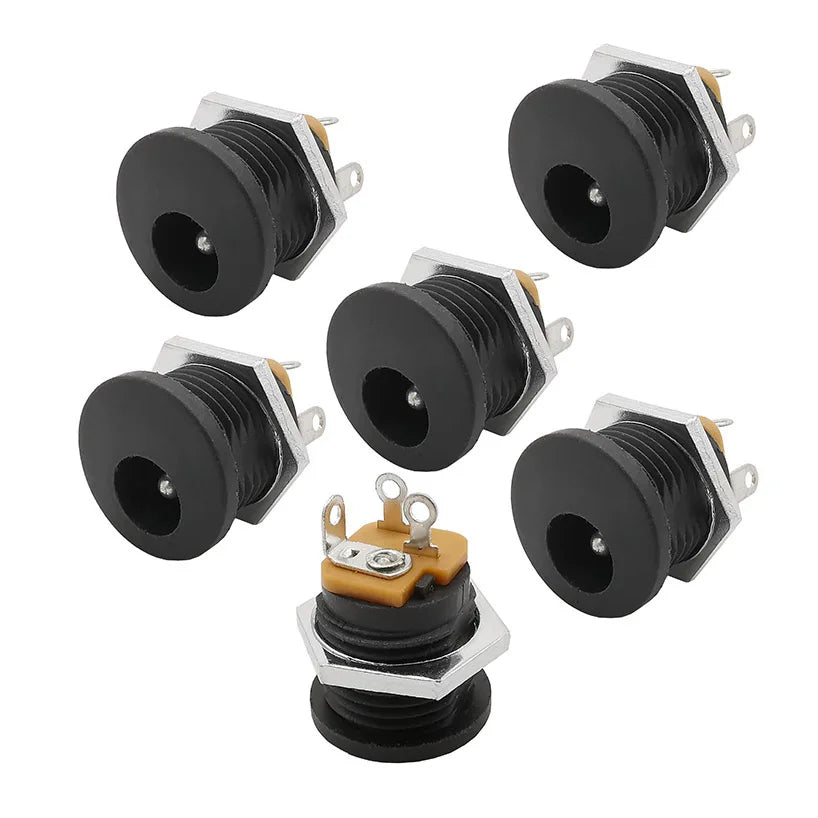 DC-022 5.5x2.1mm DC Power Female Socket Connector DC Plug Jack Screw Nut Interface Panel Mounting Socket Connector DC022 5.5*2.1