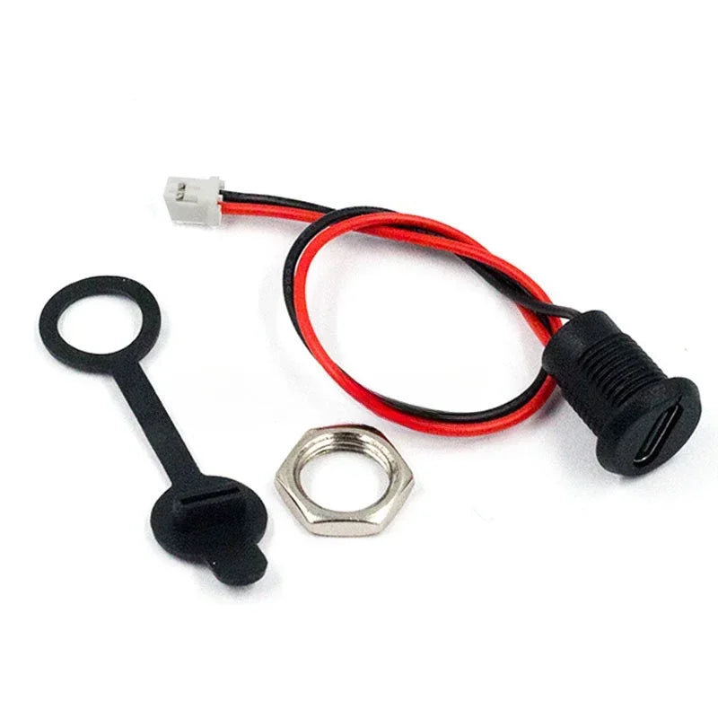 5PCS 2Pin - 6Pin USB-C Connector Type-C Waterproof with PH 2.0 Nut Locking Panel Mounting TPC Waterproof Fast Charging Jack Por