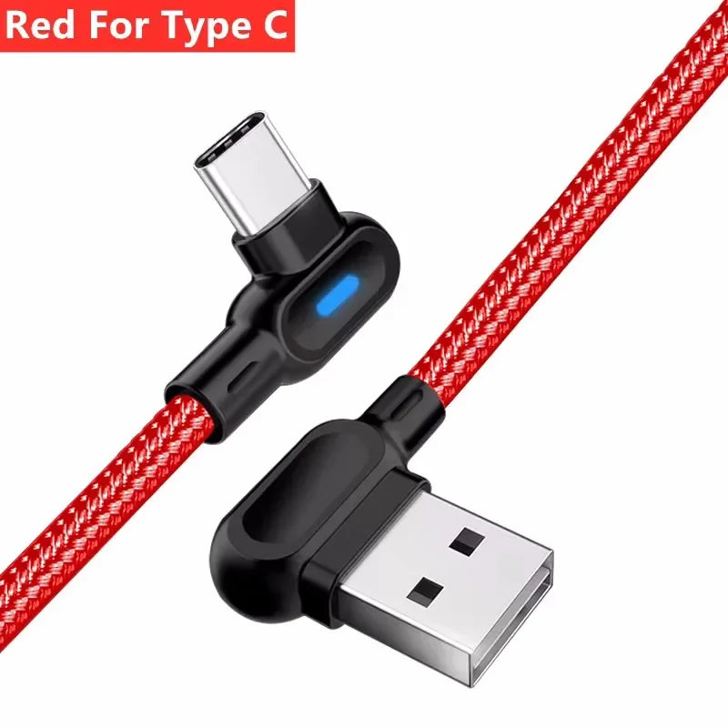 90 Degree USB Type C Cable Fast Charging USB A To Micro Cable For Samsung Xiaomi Huawei Android Phones USB C Data Cable 1M 2M