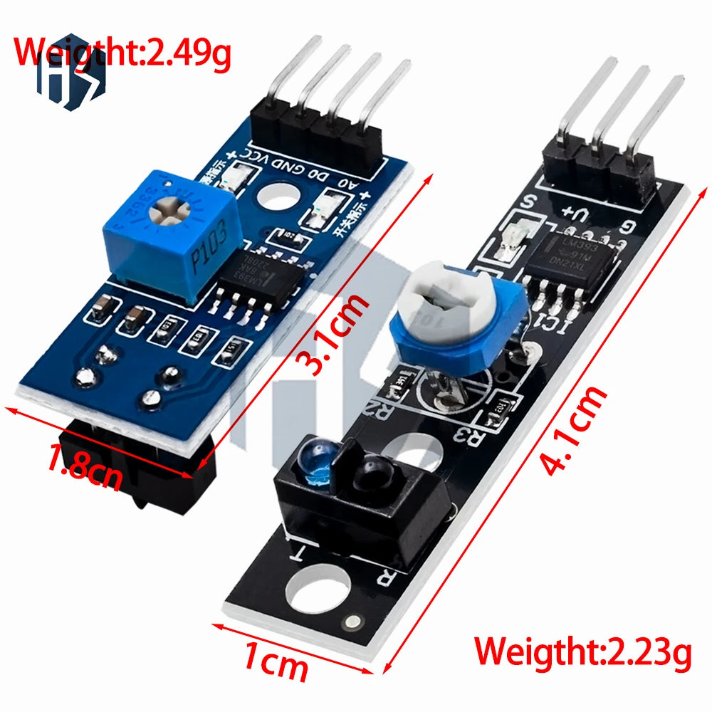 ‌TCRT5000 IR Reflective Sensor Module (3.3V-5V)  1-Channel Obstacle Avoidance & Line Tracking with Adjustable Sensor for arduino