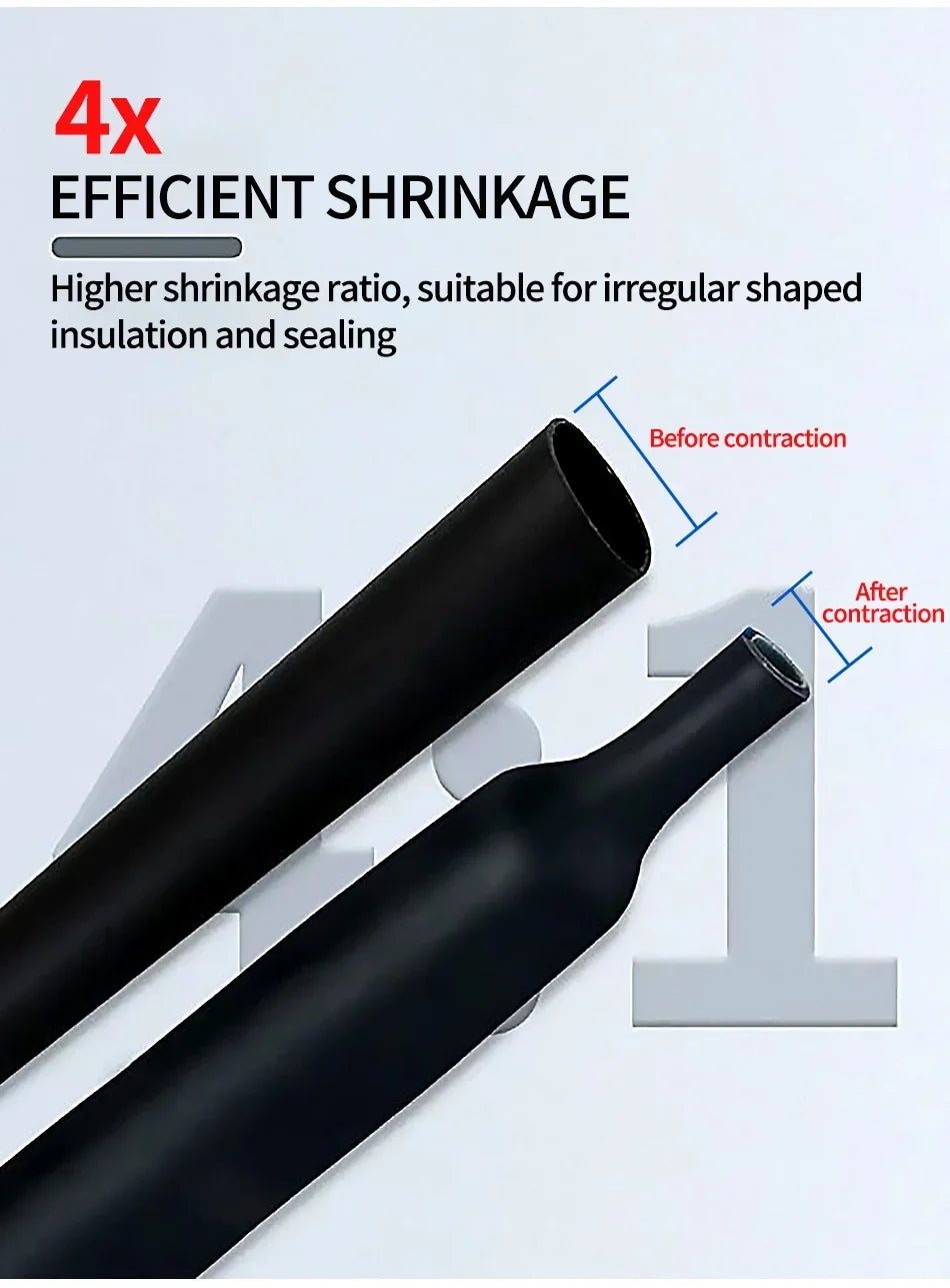Heat Shrink Tube with Glue Adhesive Lined 4:1 Dual Wall Tubing Sleeve Wrap Wire Cable Kit 4mm 6mm 8mm 12mm 16mm 20mm 24mm 32mm