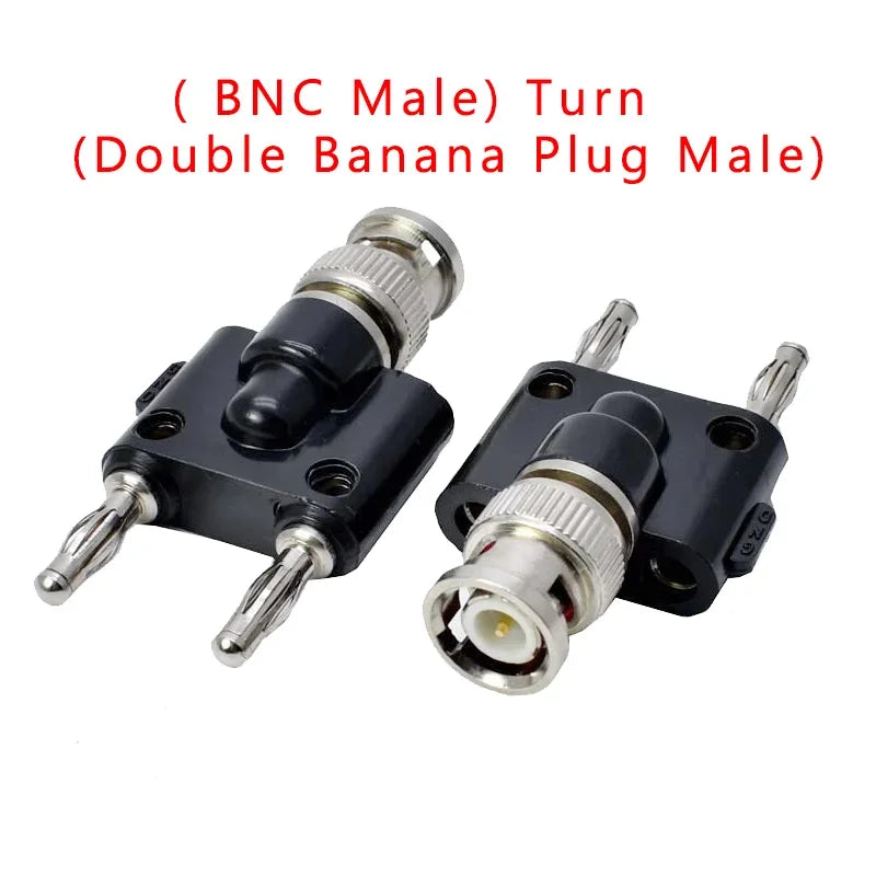Binding Post RF Coax Coaxial Splitter Connector BNC Adapter Male Plug To Two Dual Banana Jack Socket