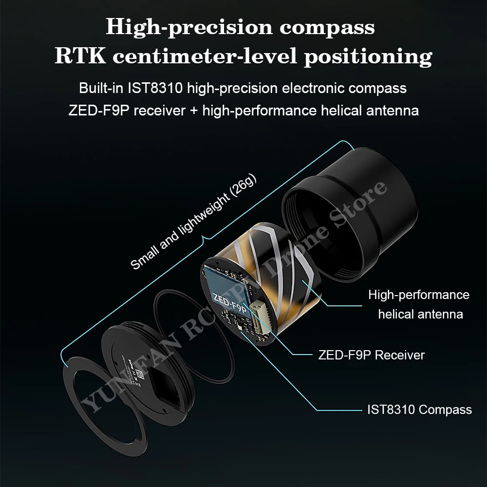 Holybro H-RTK ZED F9P: Ultimate Navigation with Built-in Compass & Feather-Light 26g Design | High-Accuracy GNSS