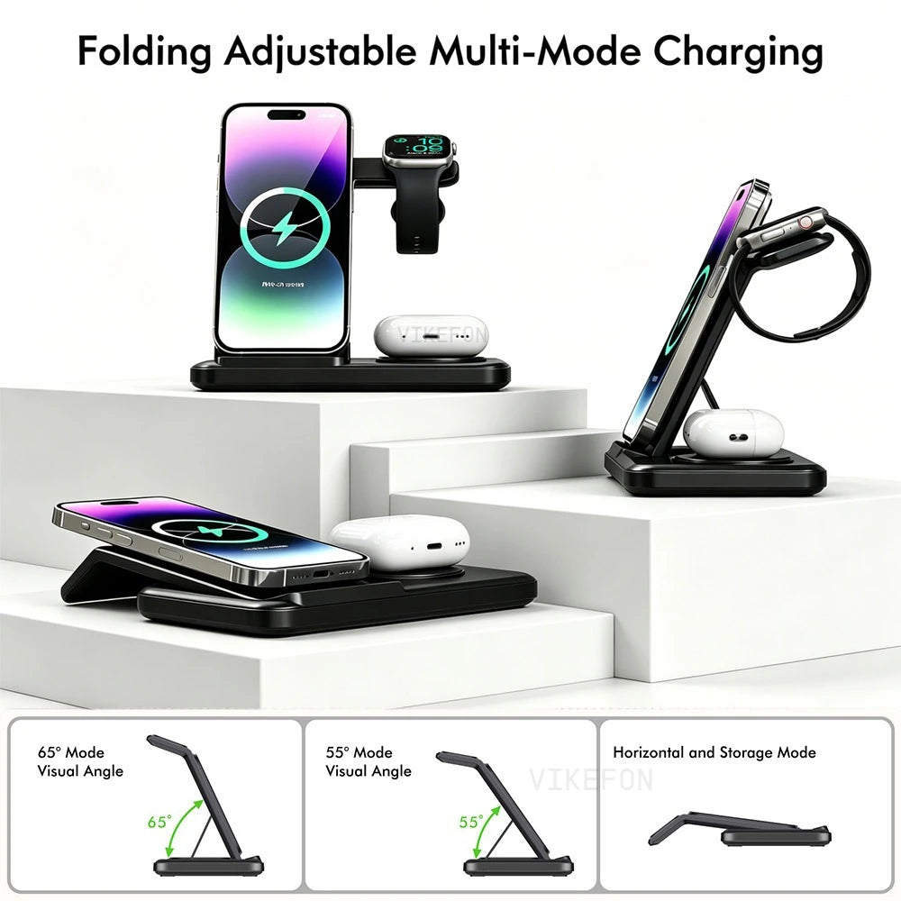 3 in 1 Wireless Charger Station For iPhone 17 16 15 14 13 12 Pro Max Apple Watch 11-2 Airpods 4 Pro3/2 Fold Fast Charging Stand