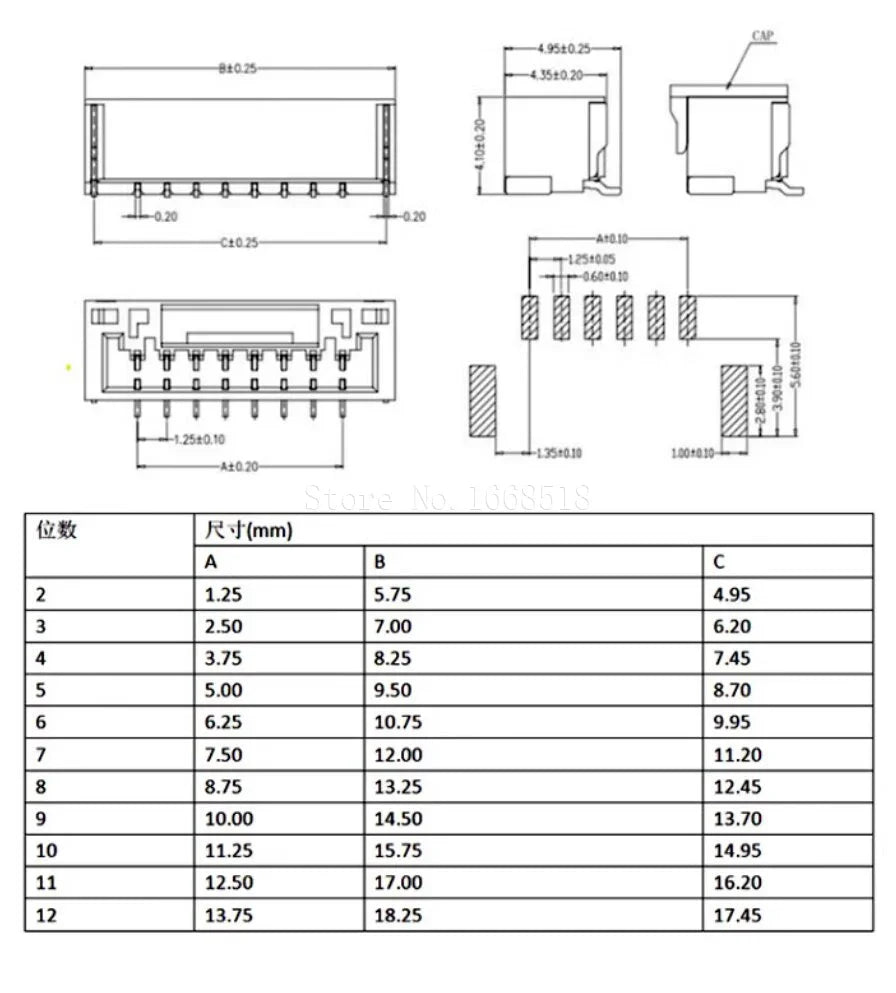 10PCS 1.0 1.25 1.5 2.0 2.54 SH/JST/ZH/PH/XH 1.0MM 1.25MM 2.0MM 2.54MM Male Pin Header Socket Dip/Right Angle SMD 2/3/4/5-9P Pin