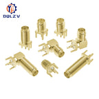 SMA Male Female Straight Connector 90 Degree Solder Edge PCB Straight Right angle Mount RF Copper Plug Socket
