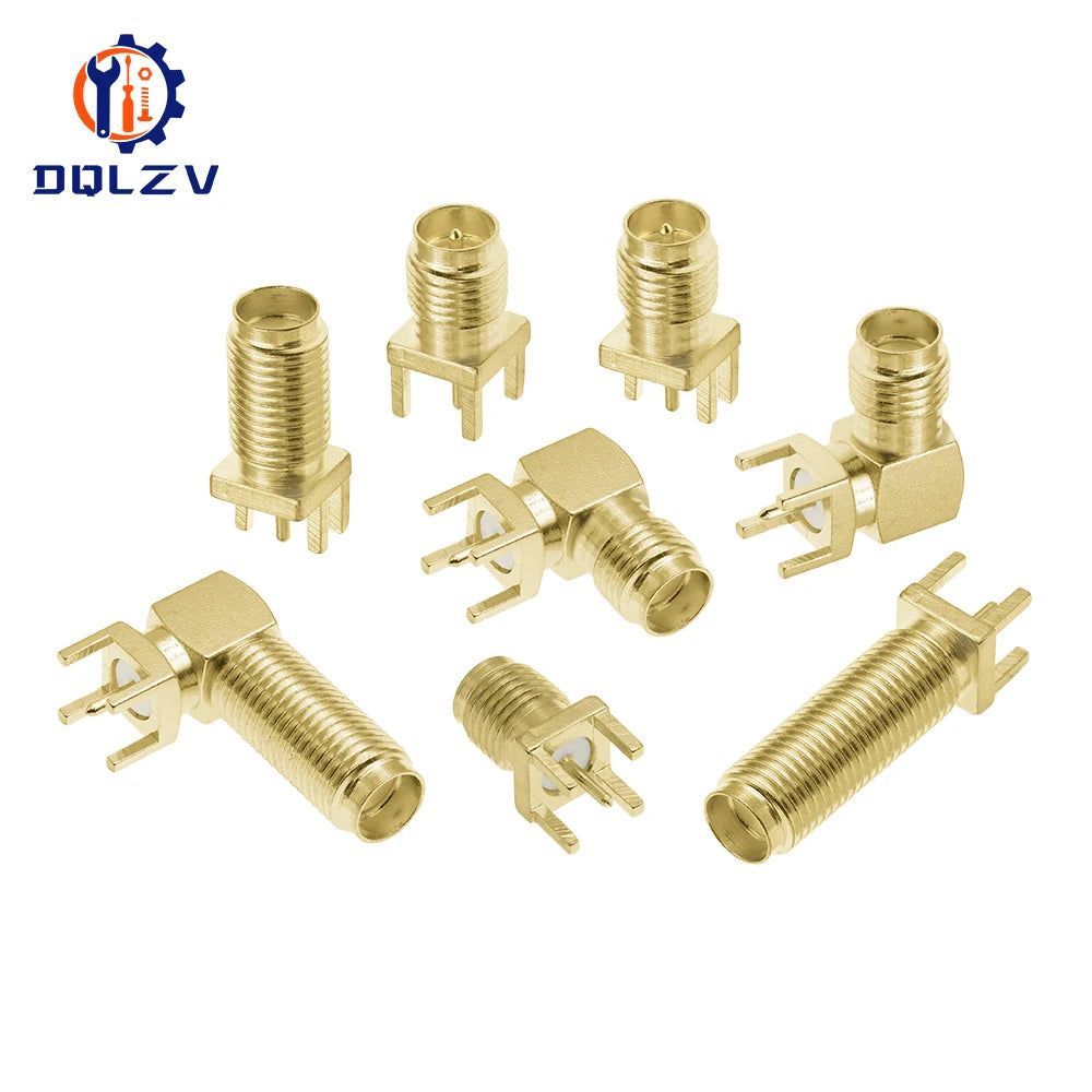 SMA Male Female Straight Connector 90 Degree Solder Edge PCB Straight Right angle Mount RF Copper Plug Socket