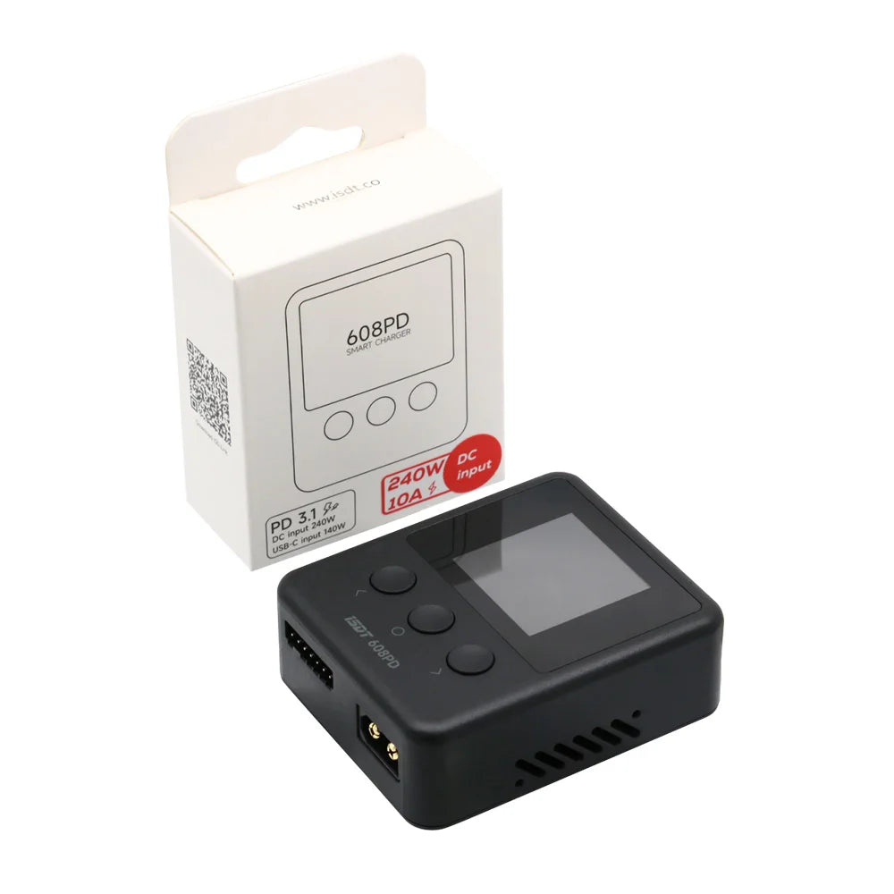 ISDT 608PD Lipo Balance Charger Discharger DC 240W/10A PD 140W/5A Smart Digital Charger  for RC Batteries LiFe/Lilon/LiPo/LiHV