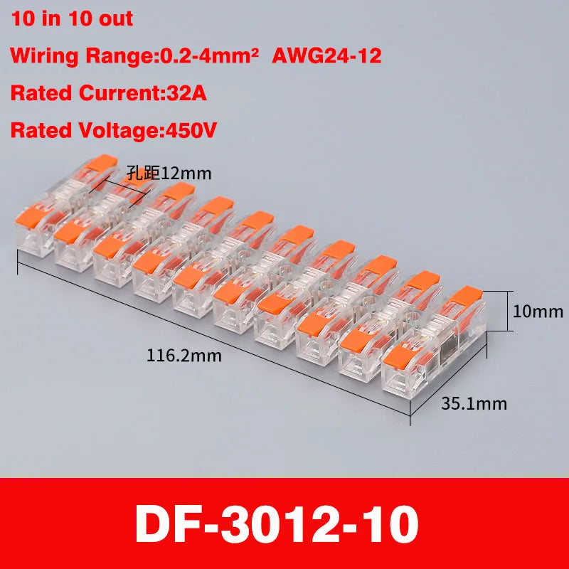 Wiring Terminal Quick Press Type Electrical Docking 2-12 Pin Screw Fixing Compact Wire Connector Push-in Type Terminal Block