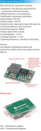 DC-DC Voltage stabilized power supply Adjustable boost buck voltage regulator module MT3608 MP1584EN MINI360 LM2596SADJ MICRO360