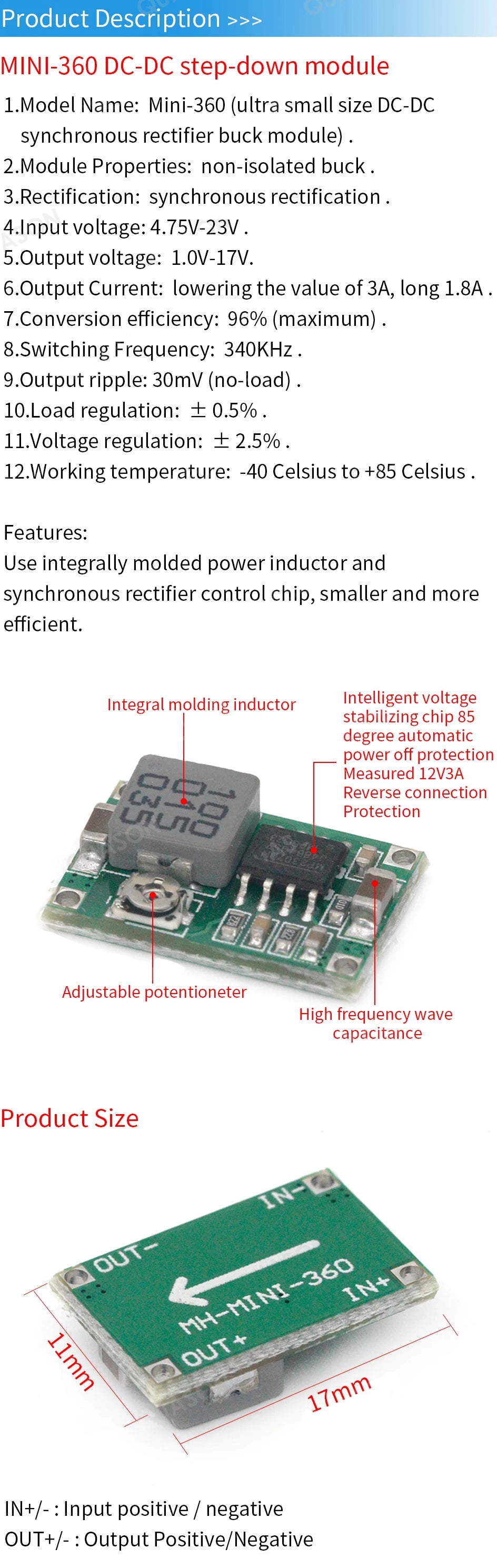 DC-DC Voltage stabilized power supply Adjustable boost buck voltage regulator module MT3608 MP1584EN MINI360 LM2596SADJ MICRO360