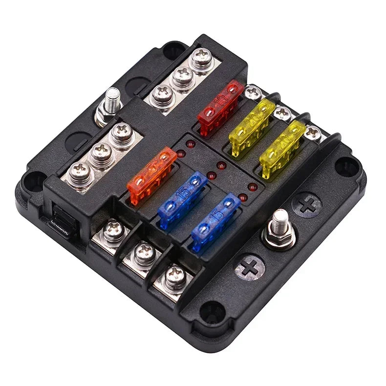 6/12 Way Blade Fuse 12-24V Car Boat Fuse Box Holder with Plastic Cover for Power Panel Board Camper RV Accessorie
