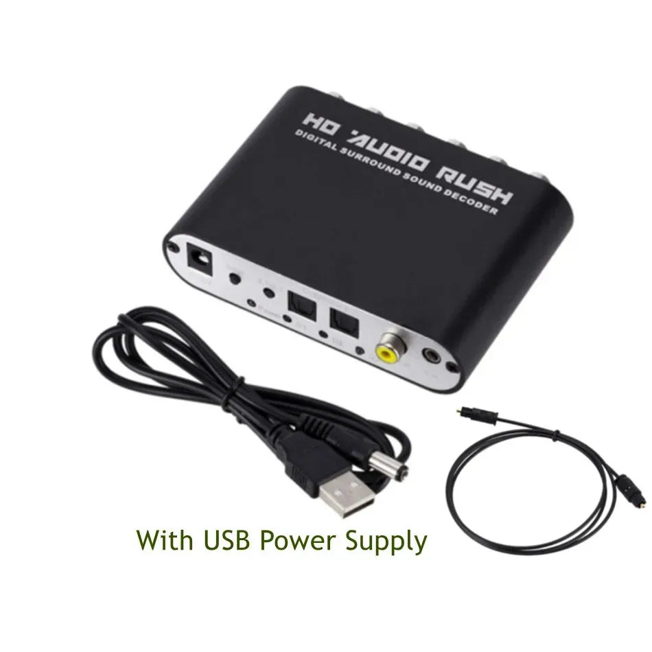 WvvMvv AC3 Audio Digital to Analog 5.1 Channel Stereo DAC Converter Optical SPDIF Coaxial AUX 3.5mm to 6 RCA Decoder Amplifier