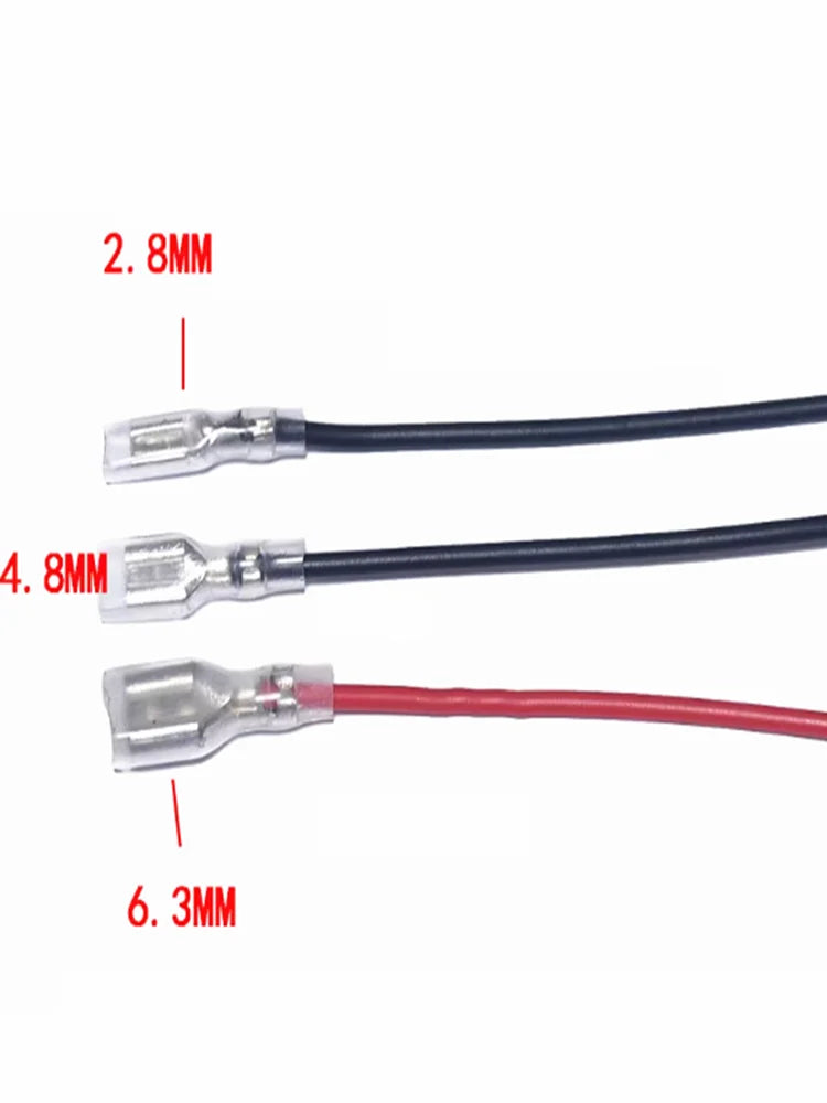 10pcs 2.8/4.8/6.3mm Crimp Terminal Splice Female Spade Connector Splice With Red Black Wire 20cm