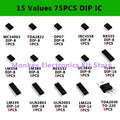 75PCS 15 Values Integrated Circuit DIP IC Kit LM358 , LM386 , TO-220 TDA2030 , NE555,NE5532 , LM339 , ULN2003 , ULN2803 , UC3842