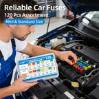 Car Blade Fuse Standard & Mini Assortment 5A 10A 15A 20A 25A 30A With Storage Box &Puller for Truck, Boat, RV, Motorcycle 120Pcs