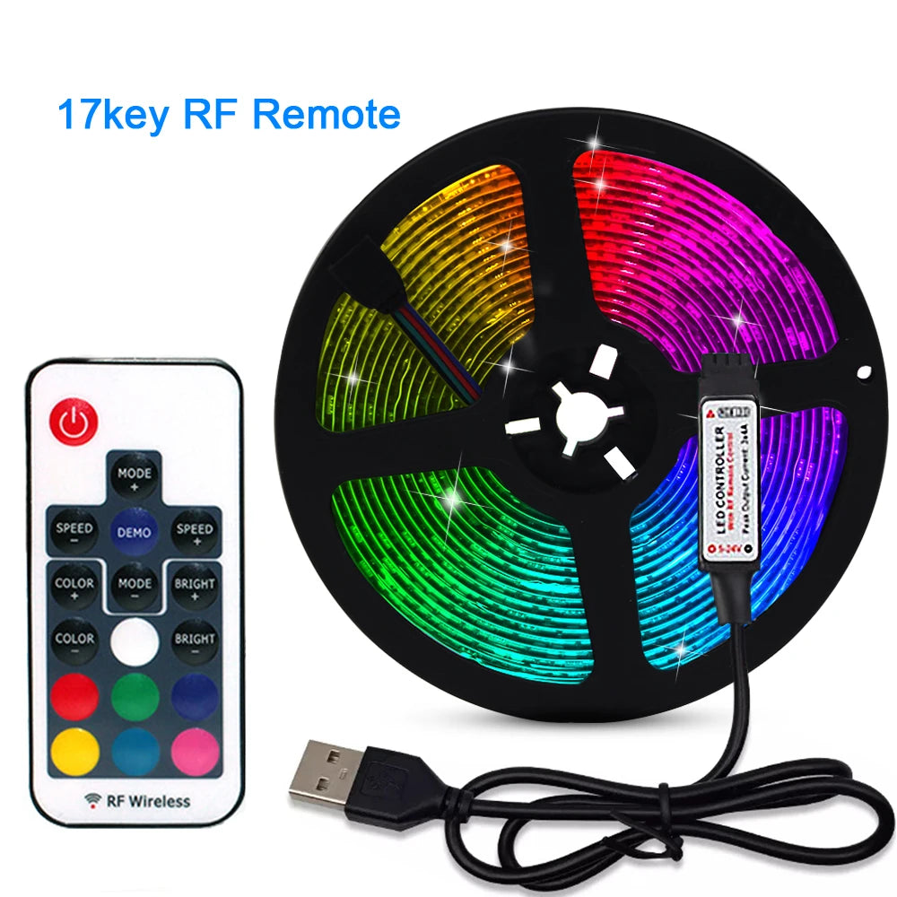 5V USB RGB LED Strip Light Remote Control 5050 30LED/m 5m 10m Lights Tape TV Backlights Home Decoration 0.5/1/2/3m Black PCB