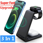3 in 1 Wireless Charger Stand Fast Charging Dock Station for iPhone 15 14 13 12 11 X 8 Apple Watch 8 7 6 iWatch Airpods Pro
